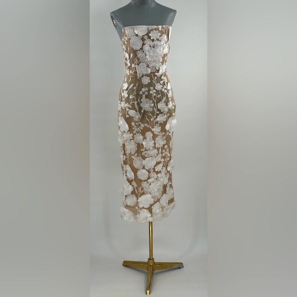 🆕 BRONX & BANCO 🧿 NWOT Jasmine Blanc Corset Midi Dress, Sz L US 8 - Picture 3 of 17